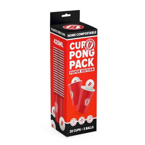 REDDS PAPER CUP PONG PACK (20CUPS+3BALLS) (*RC-PPP425RD20-12*) = SLEEVE OF 12 X PACKETS