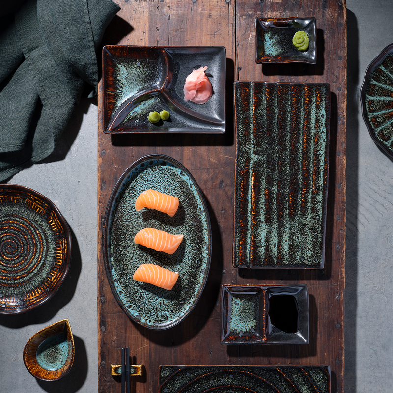 TABLEKRAFT FUSION 3-COMPARTMENT DIP DISH 180x130x18mm PATINA (*902237*) = PACK OF 6 X EACHES