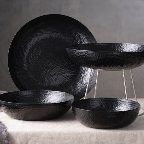 CHEF INOX ROUND SERVING/SEAFOOD BOWL HAMMERED 300mm BLACK (*06924*) = PACK OF 4 X EACHES