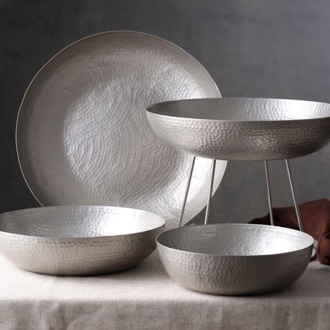 CHEF INOX ROUND SERVING/SEAFOOD BOWL HAMMERED 300mm SATIN (*06923*) = PACK OF 4 X EACHES