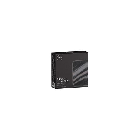 ZANZI MARBLE SQUARE COASTER ( SET 4) 90x90x6mm DARK GREY (*Z9038*) =  1 X SET