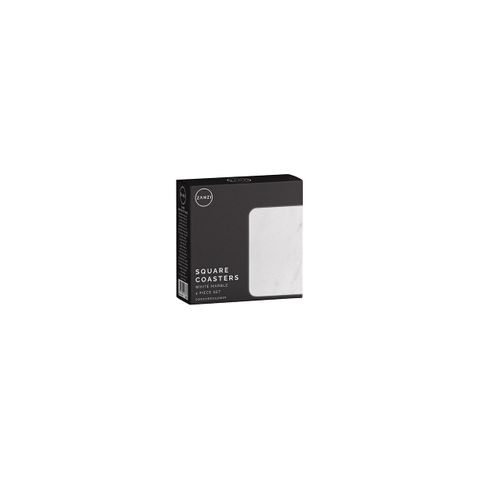 ZANZI MARBLE SQUARE COASTER ( SET 4) 90x90x6mm WHITE (*Z9039*) =  1 X SET