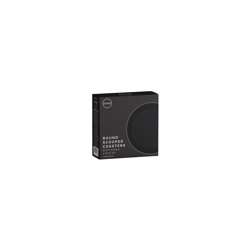 ZANZI MARBLE ROUND COASTER ( SET 4) 100x100x6mm BLACK (*Z9032*) =  1 X SET