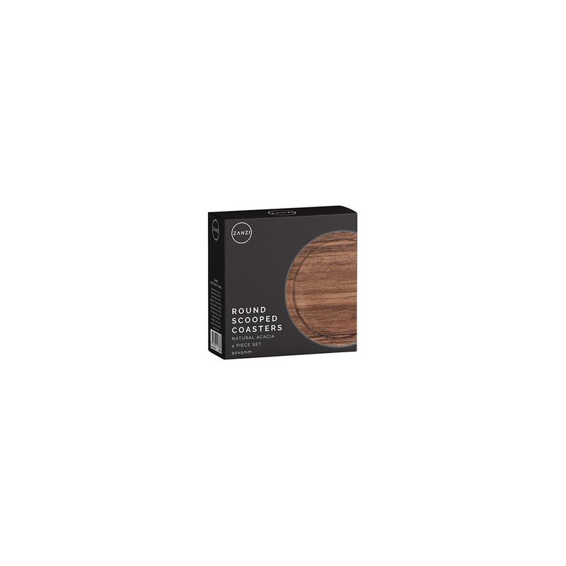 ZANZI ACACIA WOOD ROUND COASTER ( SET 4) 100x100x6mm (*Z9031*) =  1 X SET