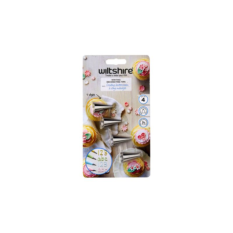 WILTSHIRE WRITING DECORATING TIPS 4PC SET (*WLT40726*) = PACK OF 6 X SETS