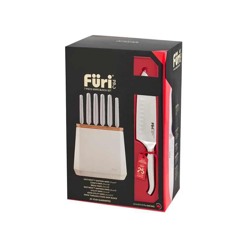 FURI PRO STONE 6PC KNIFE BLOCK SET SNOW TERRAZO (41511) (*27270*) =  1 X SET