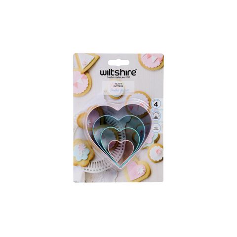 WILTSHIRE HEART CUTTERS 4PC SET (*WLT40537*) = PACK OF 6 X SETS