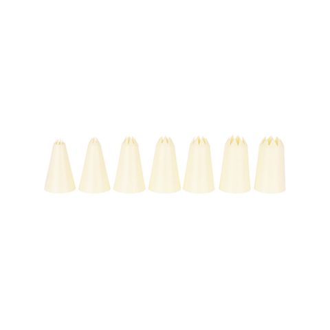 CHEF INOX THERMO DECORATING TUBE SET 7pc STAR 3mm-15mm WHITE (*00720-7S*) =  1 X SET