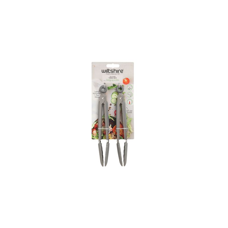 WILTSHIRE MINI SILICONE TONGS 180mm 2PC SET (*WLT43773*) = PACK OF 6 X SETS