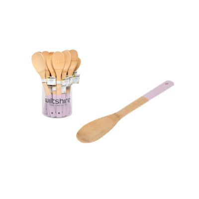 WILTSHIRE IMPULSE SOLID SPOON-BAMBOO 290mm w/PINK HANDLE (*WLT44056*) = PACK OF 18 X EACHES