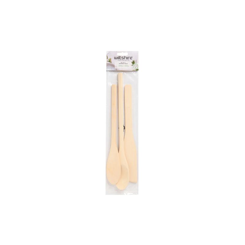 WILTSHIRE RUBBERWOOD UTENSILS 3PC SET (305mm,355mm,310mm) (*WLT43162*) = PACK OF 6 X SETS