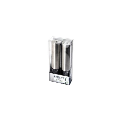 WILTSHIRE ELECTRIC STAINLESS STEEL MILL 2PC SET 220mm (*WLT48068*) = PACK OF 4 X SETS