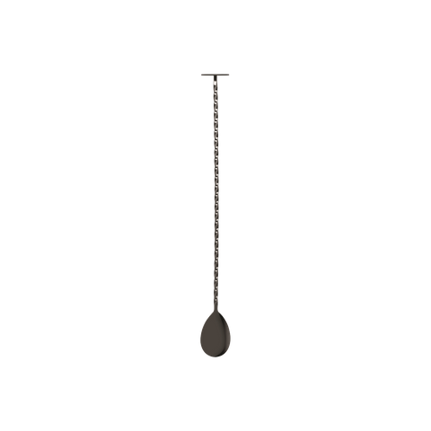 ZANZI TAIL DISK BAR SPOON w/MUDDLER GUN METAL 300x29x25mm (*Z0645*) =  1 X EACH