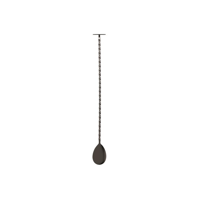 ZANZI TAIL DISK BAR SPOON w/MUDDLER GUN METAL 300x29x25mm (*Z0645*) =  1 X EACH