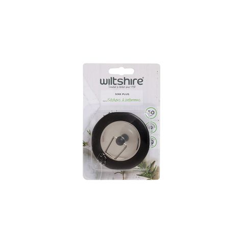 WILTSHIRE SINK PLUG-S/S & PLASTIC 50mm (*WLT43211*) = PACK OF 4 X EACHES