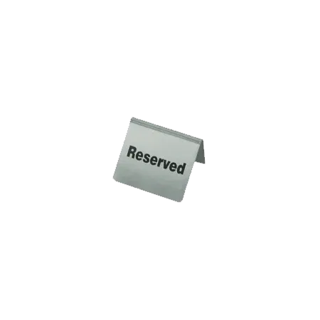 CHEF INOX TABLE SIGN "RESERVED" 62x55mm S/S PACK OF 10 (*81336*) =  1 X PACK