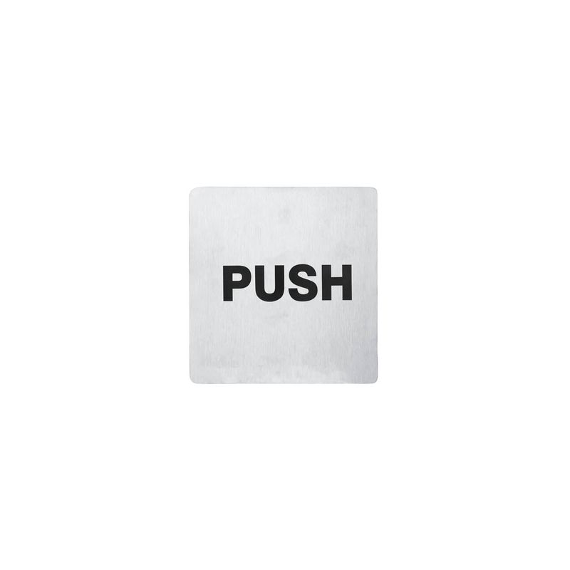 CHEF INOX WALL SIGN "PUSH" 110x110mm S/S 2PK (*81335*) = SLEEVE OF 5 X PACKETS