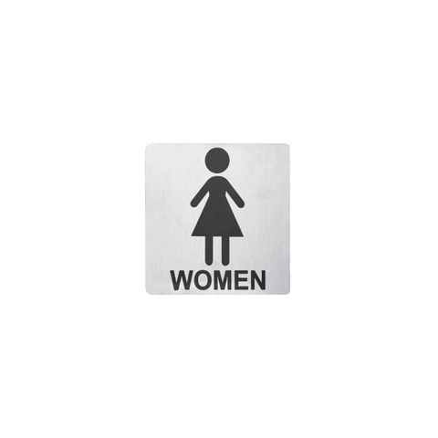 CHEF INOX WALL SIGN "WOMEN" 130x130mm S/S 2PK (*81331*) = SLEEVE OF 5 X PACKETS