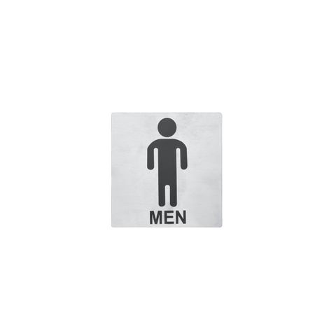 CHEF INOX WALL SIGN "MEN" 130x130mm S/S PACK OF 2 (*81330*) = SLEEVE OF 5 X PACKETS