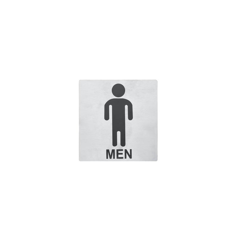CHEF INOX WALL SIGN "MEN" 130x130mm S/S PACK OF 2 (*81330*) = SLEEVE OF 5 X PACKETS