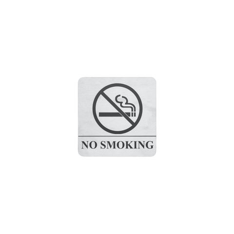 CHEF INOX WALL SIGN "NO SMOKING" 130x130mm S/S 2PK (*81332*) = SLEEVE OF 5 X PACKETS