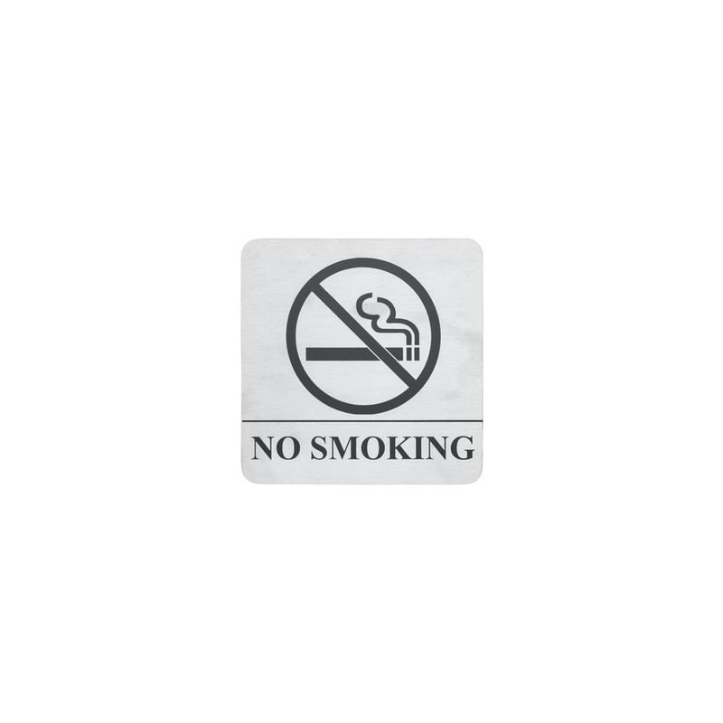 CHEF INOX WALL SIGN "NO SMOKING" 130x130mm S/S 2PK (*81332*) = SLEEVE OF 5 X PACKETS