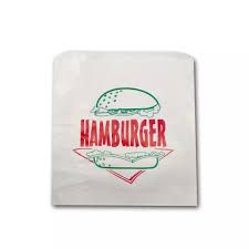 2 Square Printed "Hamburger" 45gsm Grease Resistant Bag 215mm(L) x 200mm(W) - Pack of 500