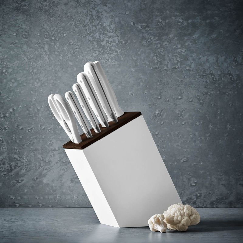 WUSTHOF CLASSIC WHITE KNIFE BLOCK SET 7PC w/SANTOKU (1090270 (*28184*) =  1 X SET