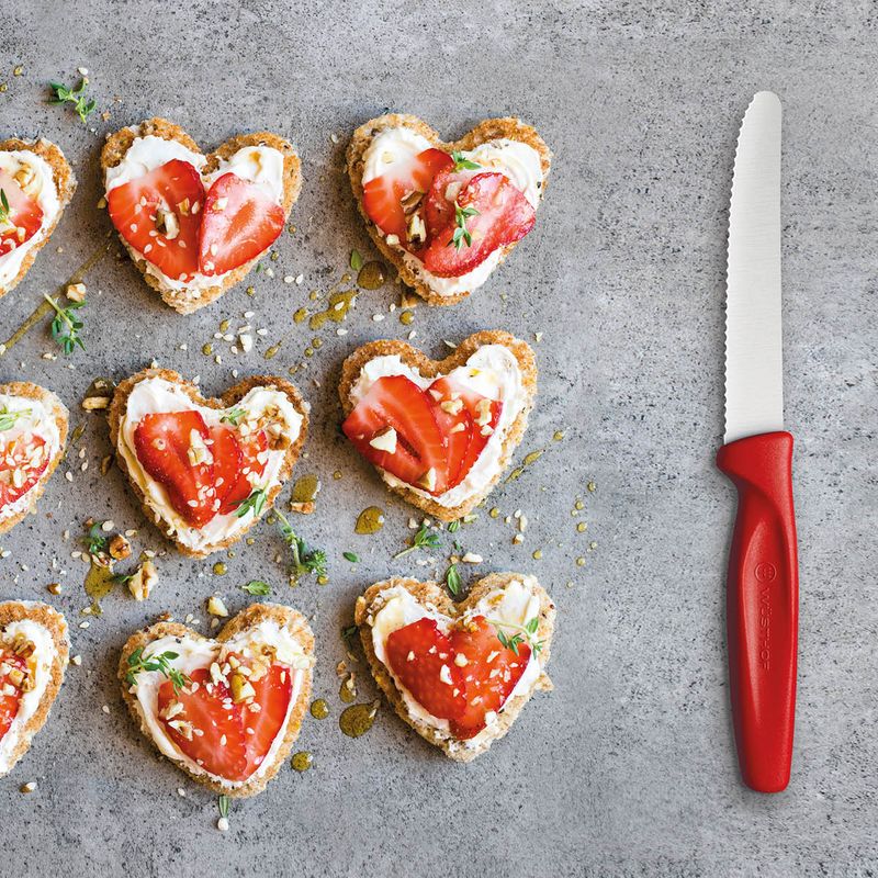 WUSTHOF CREATE SERRATED PARING KNIFE 100mm RED H/SELL (11453 (*28484*) =  1 X EACH