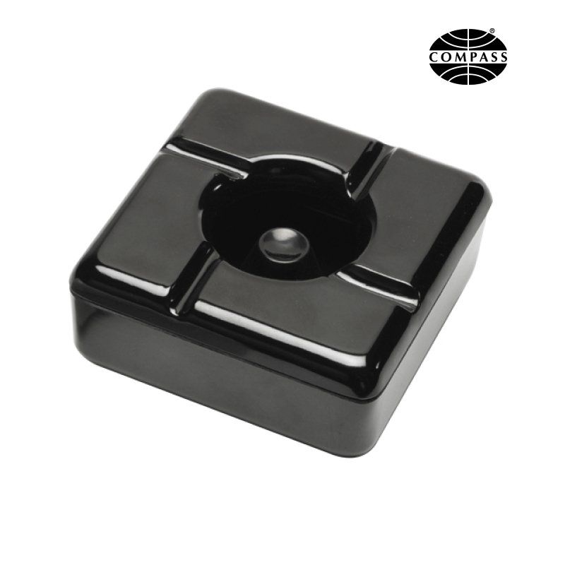 Compass Black Windless Ashtray Durable Melamine 115mmW x 115mmL x 50mmH 1500W - Each