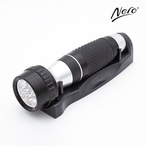 Nero Emergency Torch Aluminium with Rubber Handle and LED - Each