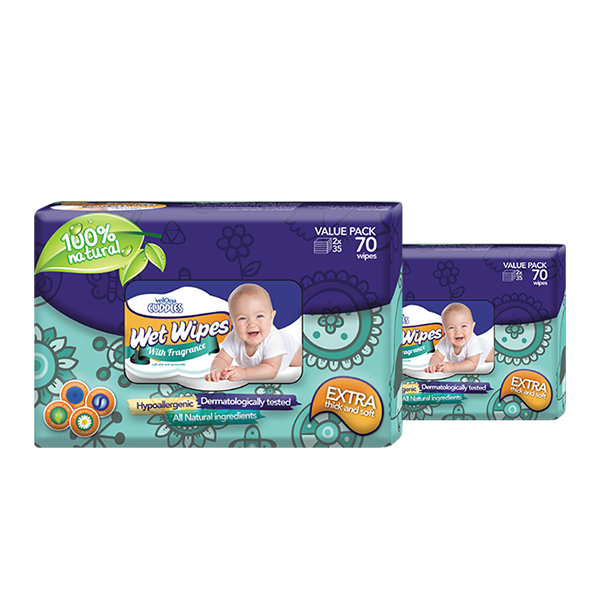 Velona Cuddles Fragrance Free Premium Hypoallergenic Wet Wipes (8 x 70 Packs) - Carton