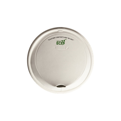 White Paper Compostable Hot Cup Sipper Lid suit 80mm Rim Hot Cups - SLEEVE=50 / BOX=1,000