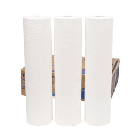 TruRoar White Reinforced Scrim Wipes 4 Ply White 49cm x 70m Rolls - Carton of 3