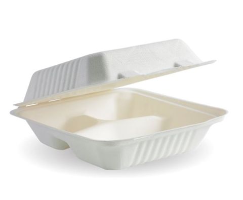 8" x 8" x 3" Hinged Dinner Sugarcane Container - Box of 200