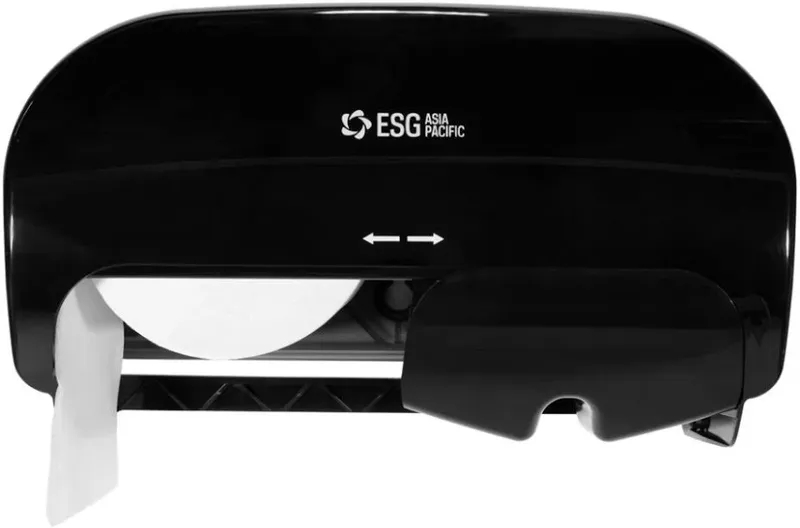 ESG Slim 2-Roll Controlled-Use Toilet Tissue Dispenser Gloss Black - Each (Free On Loan)