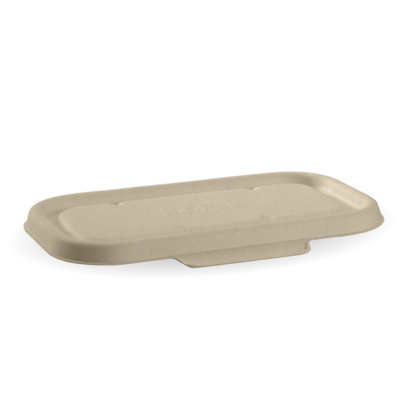 Biopak Natural BioCane Takeaway Lid for 750ml and 1000ml Rectangle Containers - Box of 500