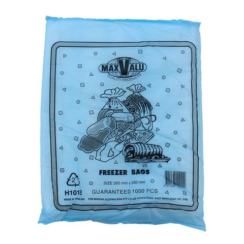 High Density Clear Plastic Freezer Bags 250mm x 300mm - PACK=1,000 / BOX=15,000