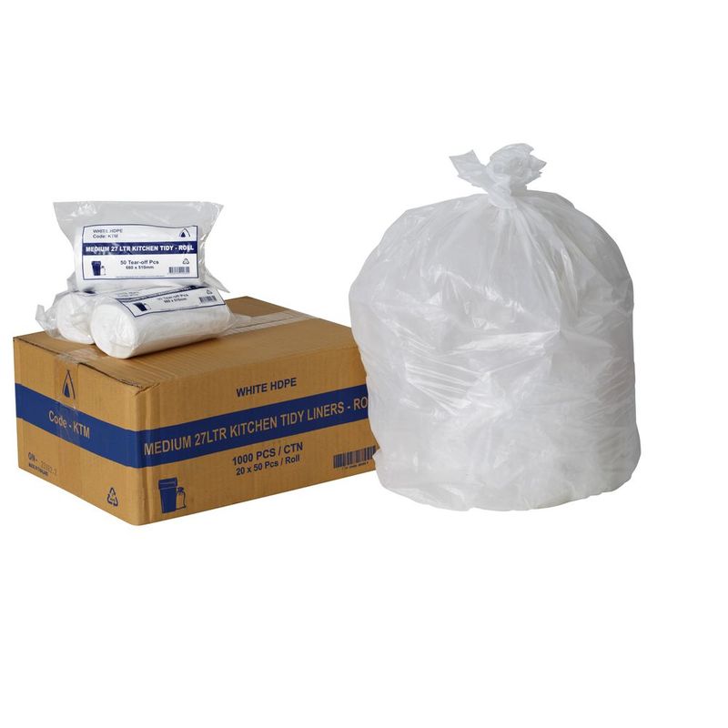 Medium Kitchen Tidy Bags 27lt Plastic Garbage Bags - Box of 1,000
