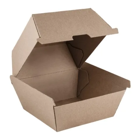 CLEARANCE Eco Kraft Board LARGE Burger Boxes Brown Cardboard 110mm(L) x 110mm(W) x 105mm(H) - Box of 280