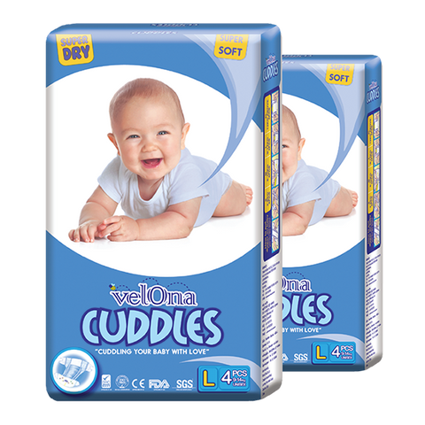 Velona Cuddles Classic Premium Nappies Large (9kg - 14kg) - Pack of 256