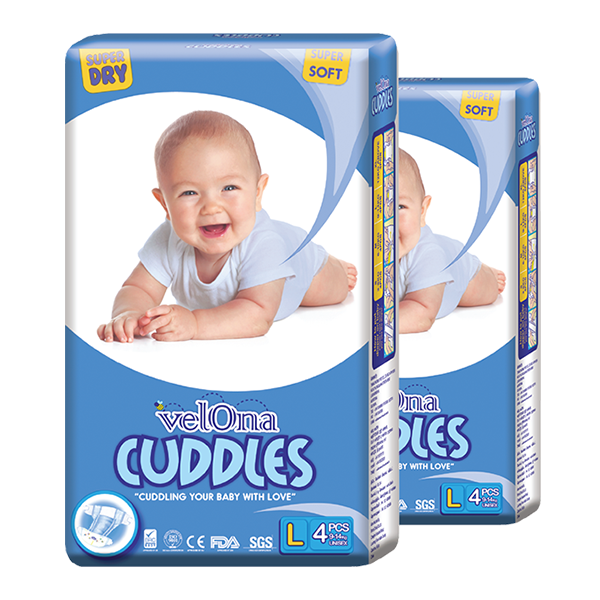 Velona Cuddles Classic Premium Nappies Large (9kg - 14kg) - Pack of 256