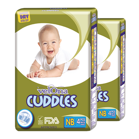 Velona Cuddles Classic Premium Nappies New Born (under 5kg) - Pack of 192