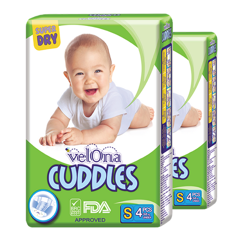 Velona Cuddles Classic Premium Nappies Small (3kg - 8kg) - Pack of 288