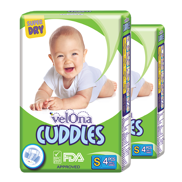 Velona Cuddles Classic Premium Nappies Small (3kg - 8kg) - Pack of 288