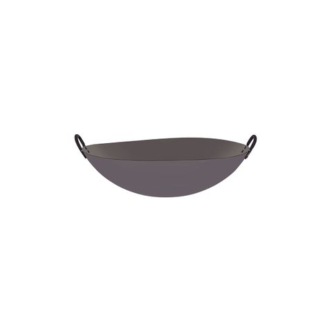 CHEF INOX WOK CAST IRON w/RND BOTTOM & 2 HDLS 350mm/14" (*05214*) =  1 X EACH