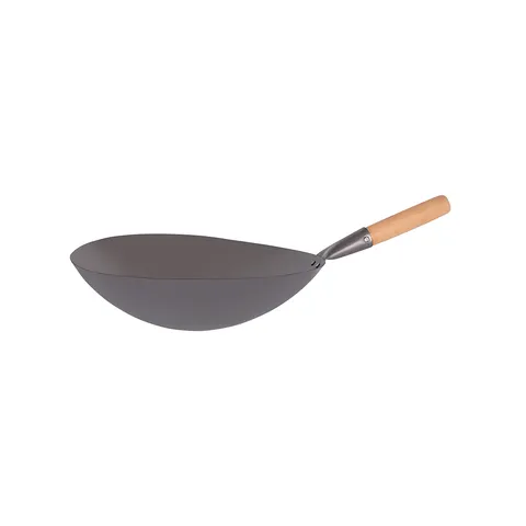 CHEF INOX WOK CAST IRON w/WOODEN HDL 330mm (*05233*) =  1 X EACH