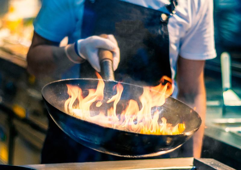 CHEF INOX WOK CAST IRON w/WOODEN HDL 400mm (*05240*) =  1 X EACH