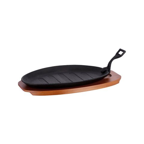 CHEF INOX STEAK SIZZLER w/HDL GRAY FIN CAST IRON L290xW180mm (*04021*) =  1 X EACH