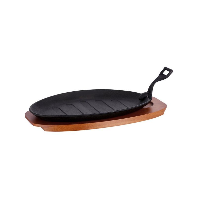 CHEF INOX STEAK SIZZLER w/HDL GRAY FIN CAST IRON L290xW180mm (*04021*) =  1 X EACH